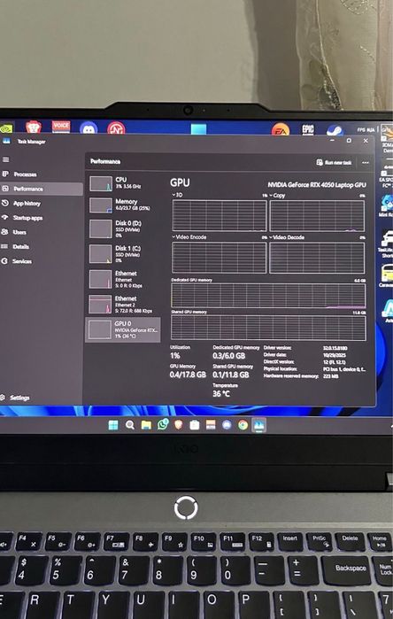 Laptop Lenovo LOQ gaming  15APR9 4050, 24 gb, ry 7 7435 HS.