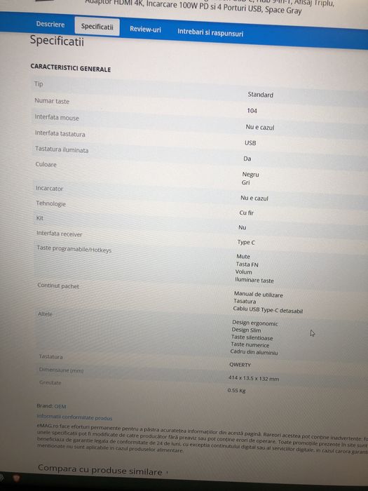 Tastatura pentru Imac Mac mini 2xUSB-C HDMI 4xUSB3.0