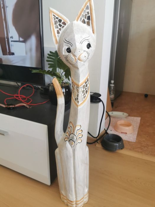 Дървено коте за декорация
