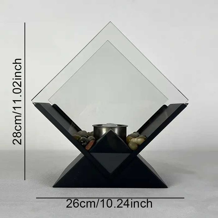 Дизайнерска настолна биокамина от стомана на биоетанол, 28х26см