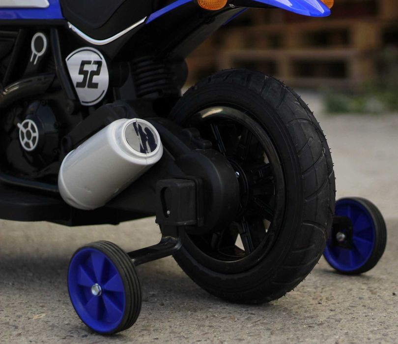 Motocicleta electrica pentru copii QK307 2x30W, roti Gonflabile #Blue