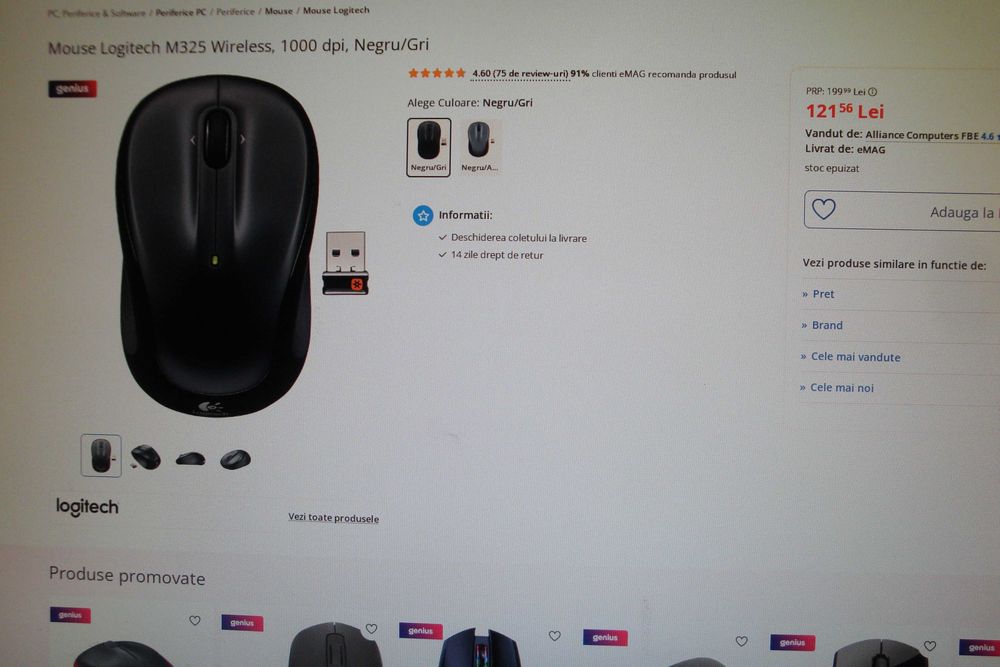 mouse wireless logitech m325 usb nano receiver unifing baterie
