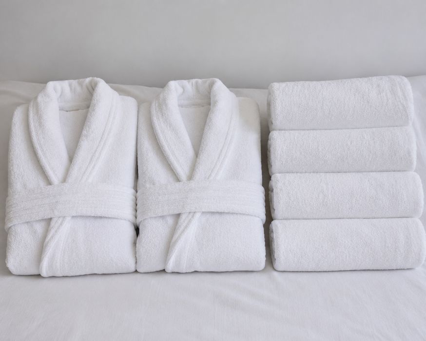 Set 2 Halate + 4 Prosoape Albe | Hotel