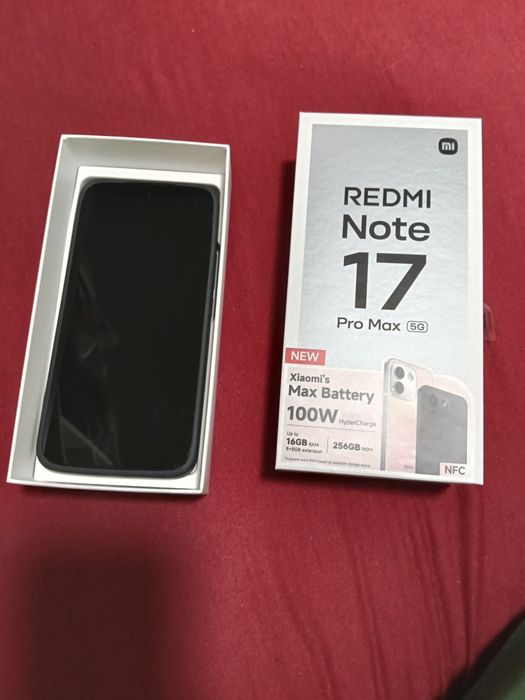 Vând smartphone Xiaomi Redmi Note 17 Pro Max 5G, varianta de top cu 256GB stocare interna și 8GB RAM, culoare Black . Telefonul este absolut nou