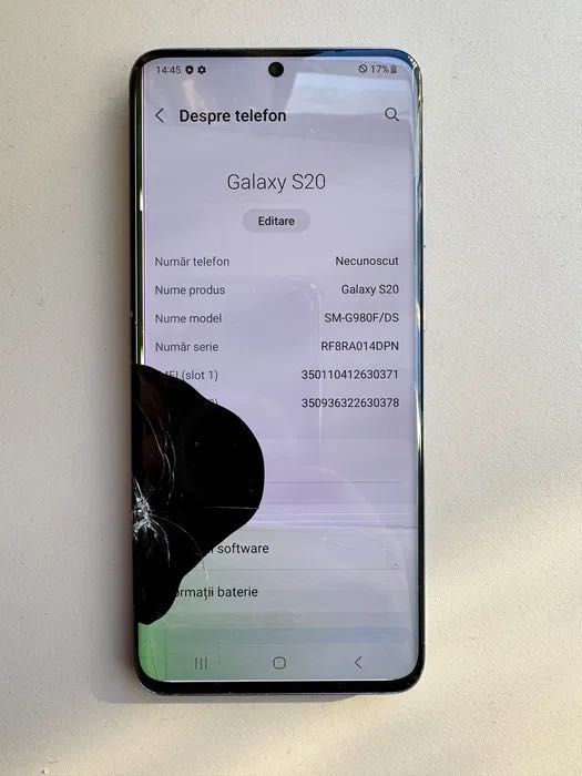 Samsung S20 pentru piese placa de baza camera