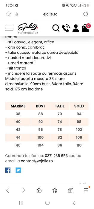 Rochie Cosmina(Ejolie) marimea 38