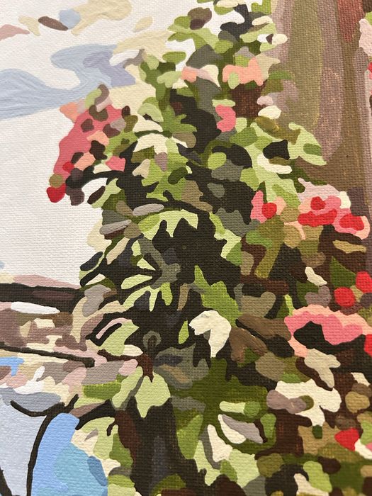 Tablou La castel - pictura pe panza cu vopsea acrilica 40x50 cm