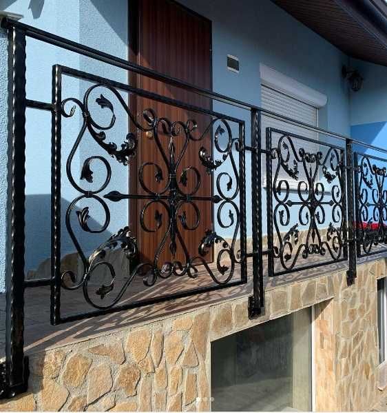 Метални парапети за тераса и стълбище, кован парапет