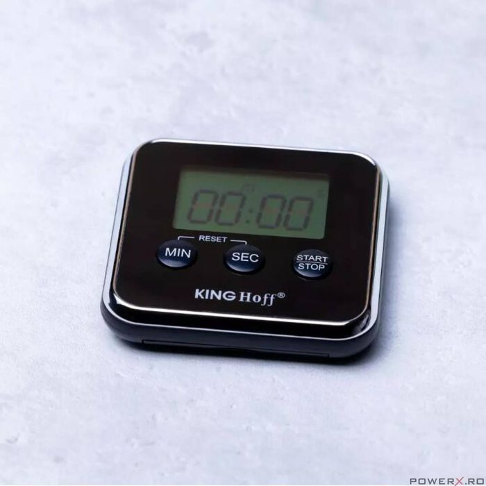 Cronometru de bucatarie, negru, electric, prindere magnetica, Kinghoff