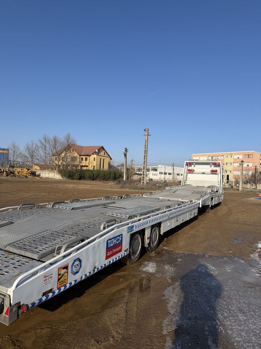 Autoplatforma 5 pozitii Mercedes-Benz Atego 822L + Remorca Tijhof