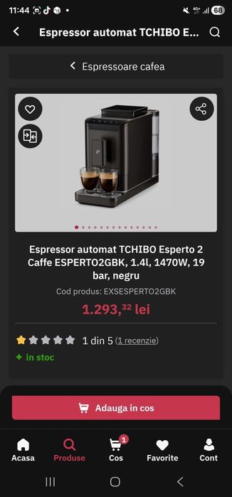 Espressor automat TCHIBO Esperto 2 Caffe  in garanție