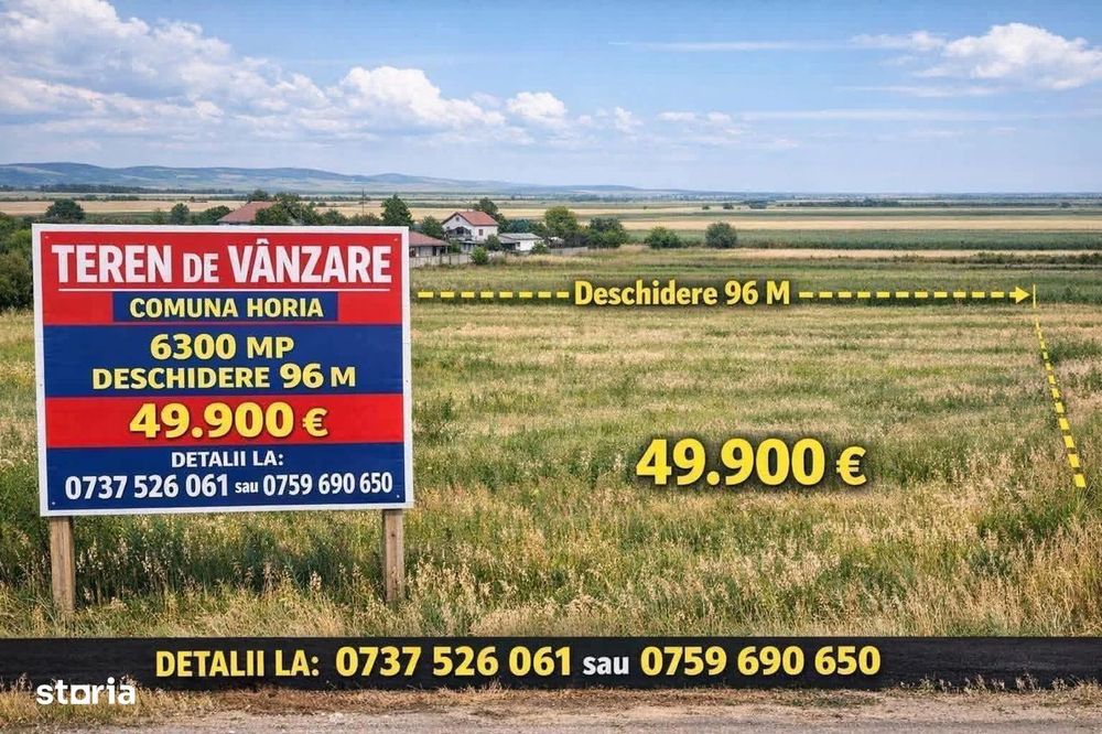 De vanzare teren intravilan, situat in Horia, 6300mp 49.900 euro