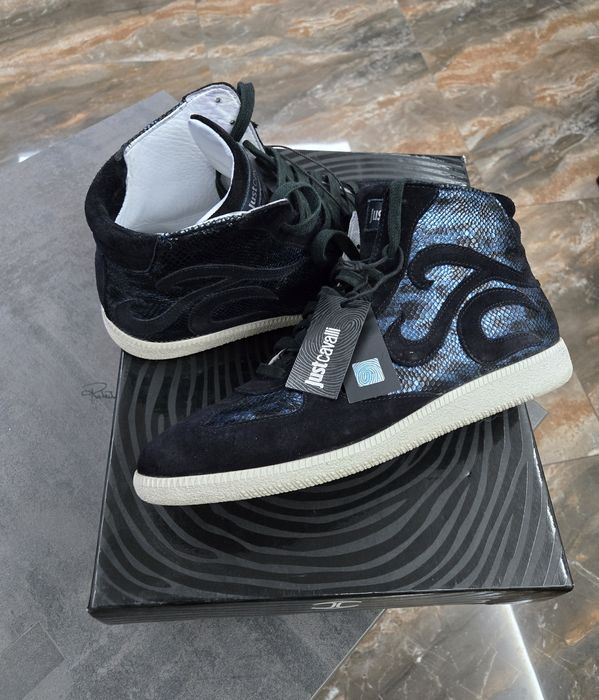 JUST CAVALLI Спортни обувки от кожа и велур