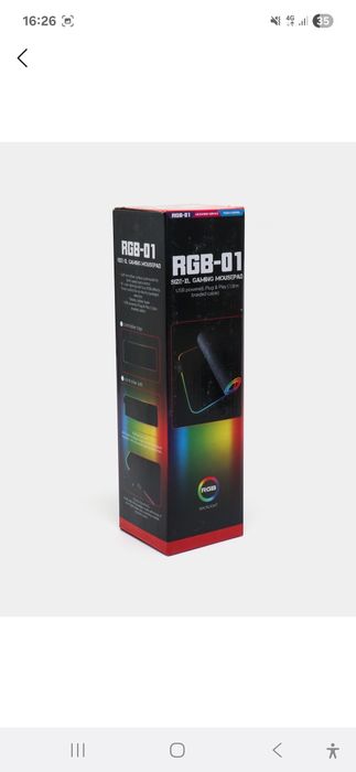 Коврик для компьютерный мыши, игровой с RGB подсветкой, 3 размера.