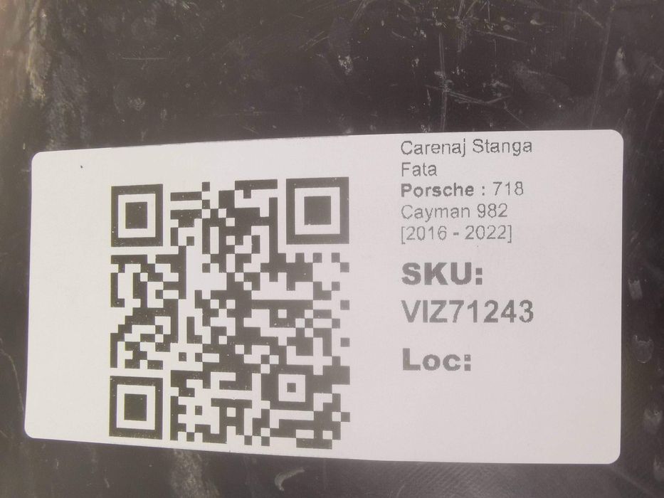 Carenaj Stanga Fata Porsche  718 Cayman 982 2016 2017 2018 2019 2020 2