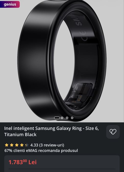 Galaxy Ring NOU Sigilat marime 6 titanium silver inel inteligent smart