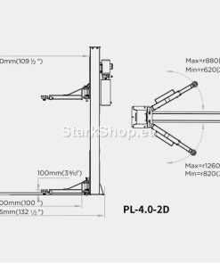 Подемник Двуколонен 4 тона Електрохидравличен повдигане от 100–1930 mm