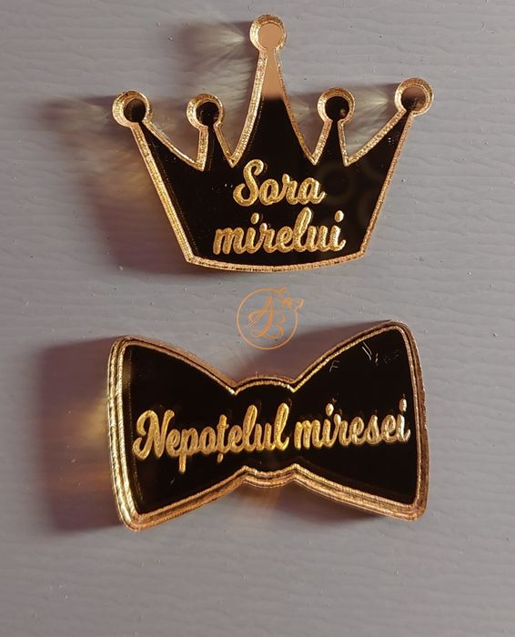 Cocarde, insigne nuntasi, din oglinda aurie sau argintie