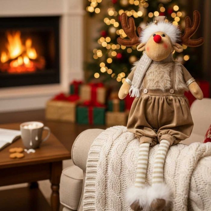 Коледна декоративна фигура – еленче с опъващи се крачета;