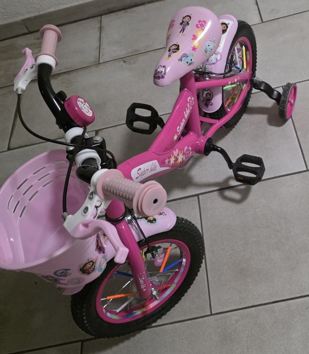 Bicicleta Fucsia cu Cos Roz pentru Copii - 12"