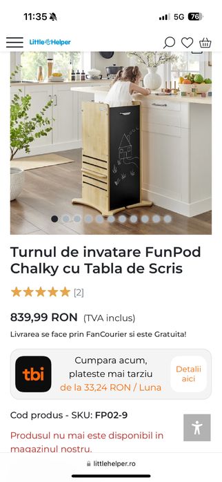 Turnul de invatare -little helper-FunPod Chalky cu Tabla de Scris