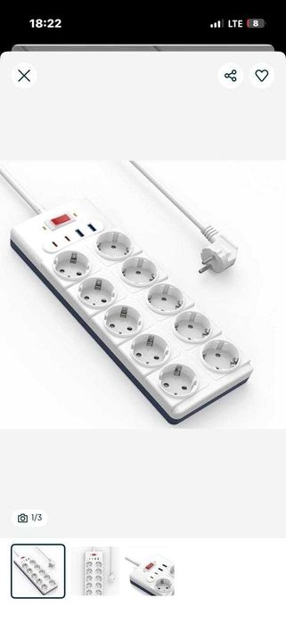 WiWU 14 in 1 Power Strip — 10 rozetka + 4 USB (PD 20W/QC 18W)