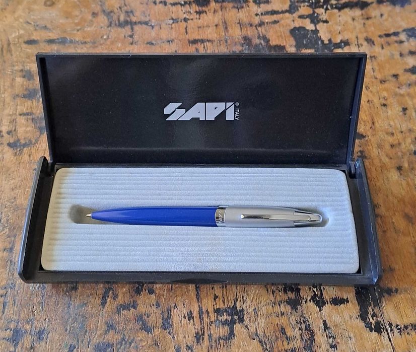 химикалка Сапи Sapi сребро със синьо Италия в кутия