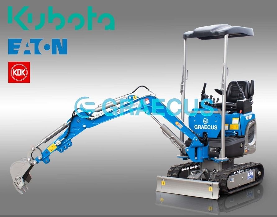 Miniexcavator nou Graecus 1t, garantie, posibil rate