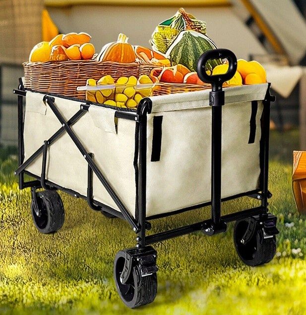 Сгъваема количка за градина, къмпинг и плаж с широки гуми 160кг