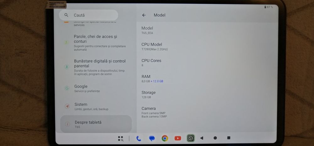 Tablete Teclast 13,3 inch,20 GB Ram, Dual SIM, Display 120 Hz, Andr 16