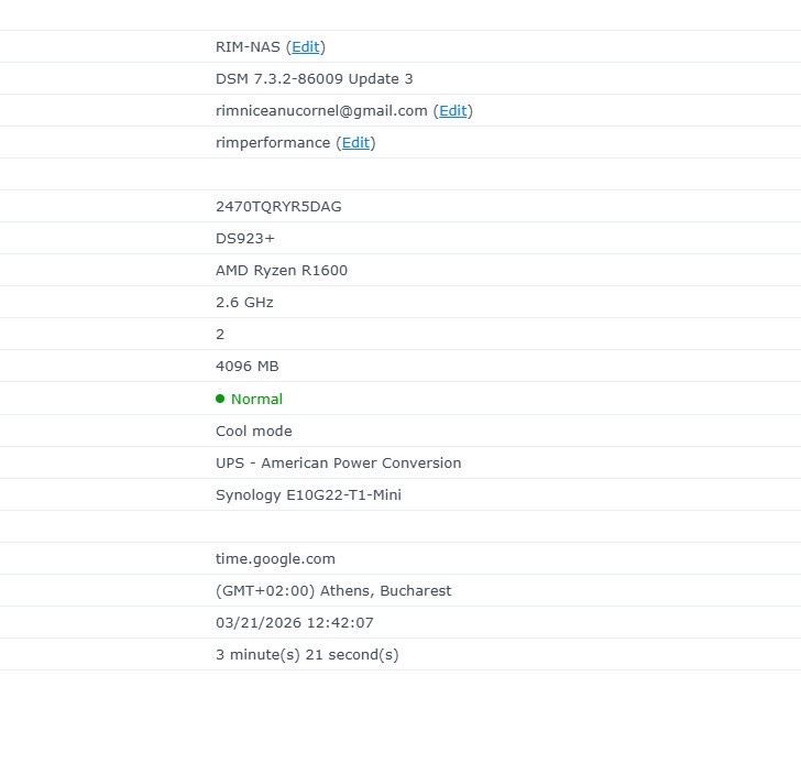 Synology NAS DS923+ , 4GB RAM , 10Gb Placa retea Synology, FACTURA