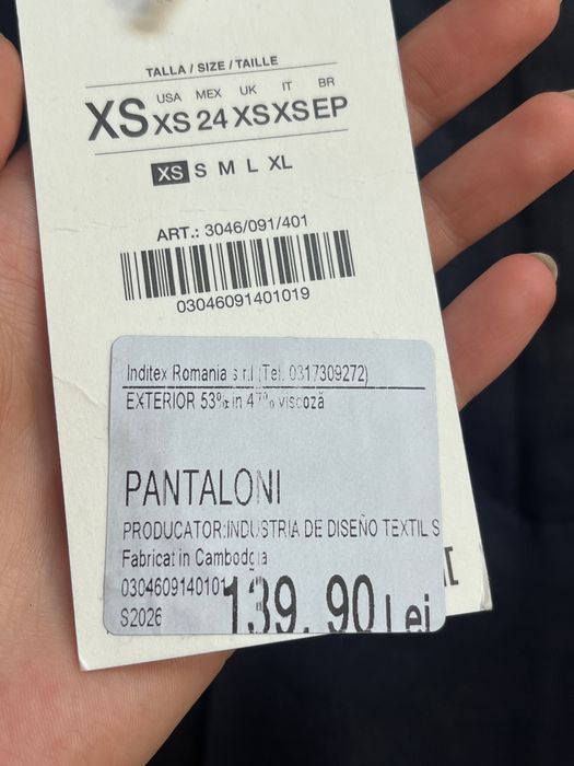 Zara, pantaloni cu talie joasă, 53% in, albastru închis