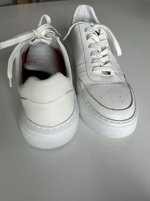 Бели кецове естествена кожа -Andrews 29см стелка