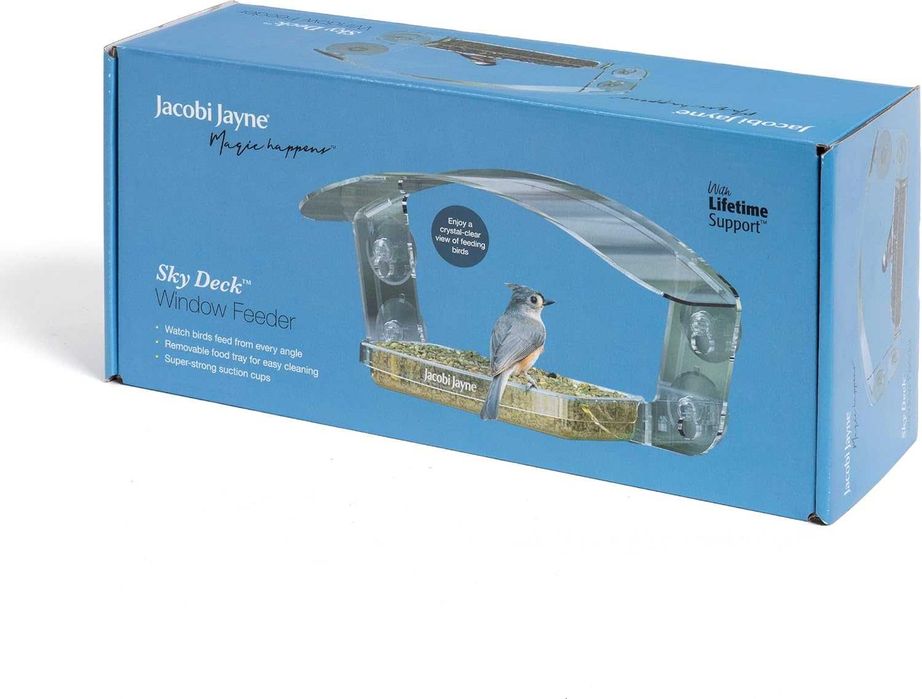 Прозрачна акрилна къщичка за птици с плъзгаща се тава - хранилка