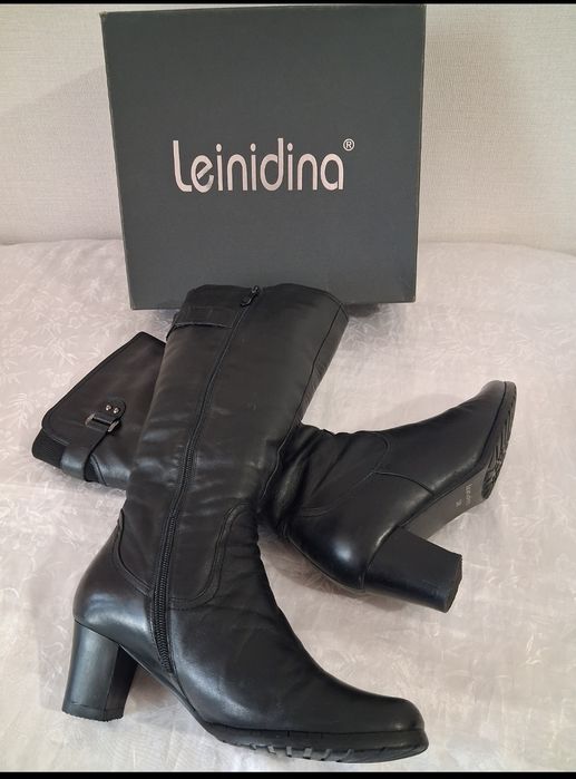 Сапоги Leinidina 38р, кожа перчаточная мягкая, на полную ногу