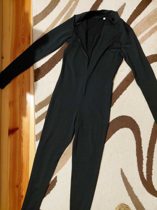 Черен зимен дълъг гащеризон от полар