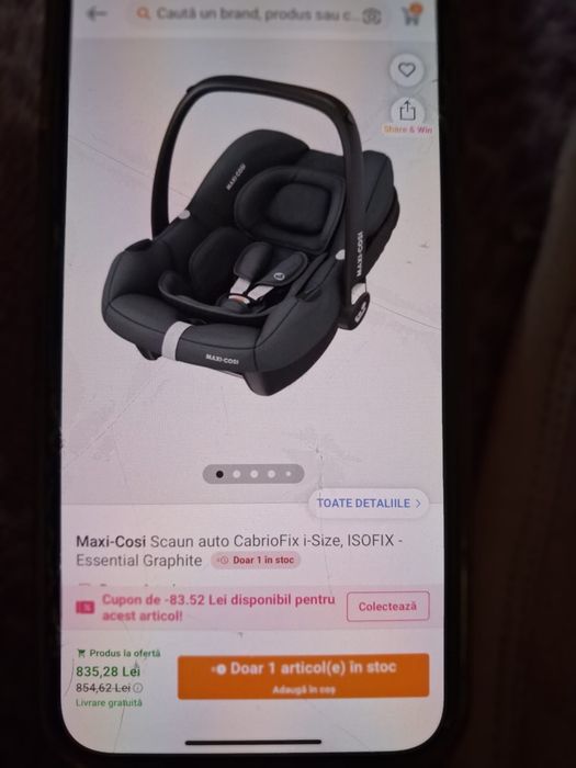 Scoica auto maxi cosi cu izofix
