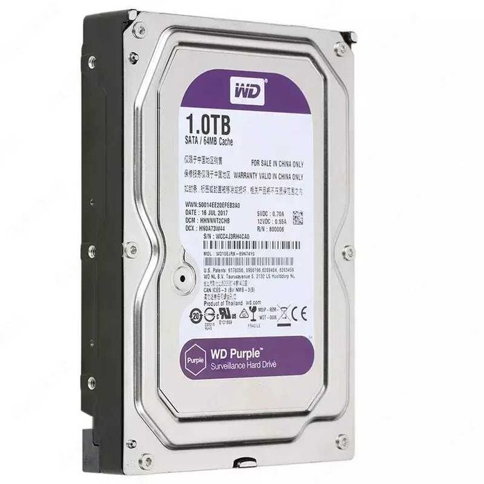 Жесткий диск WD10PURX-78 1TB для видеонаблюдения память xotira