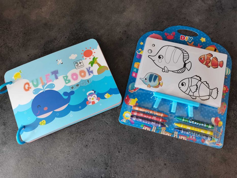 Тиха книжка по метода на Монтесори с подарък рисунки и пастели.