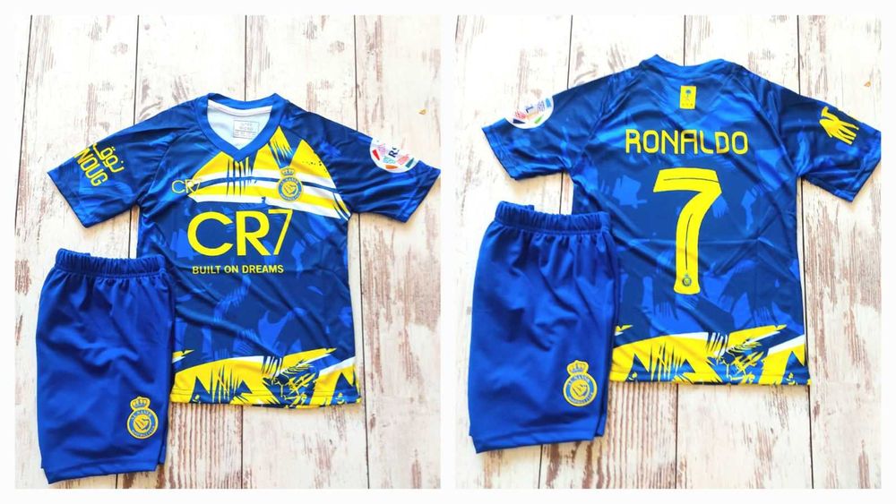 Ronaldo 2025 new Новия екип жълто син с шорти Кристиано роналдо Насър