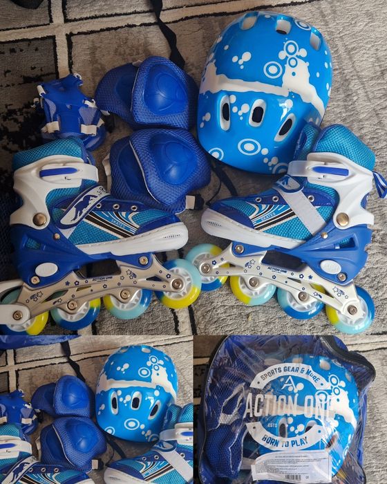 Role Copii Marime 31 34 + Casca Jenunchere Cotiere mănuși