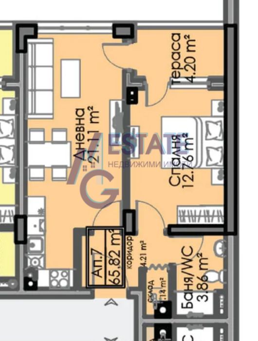 Двустаен Апартамент В Кв. Азимут, Бургас