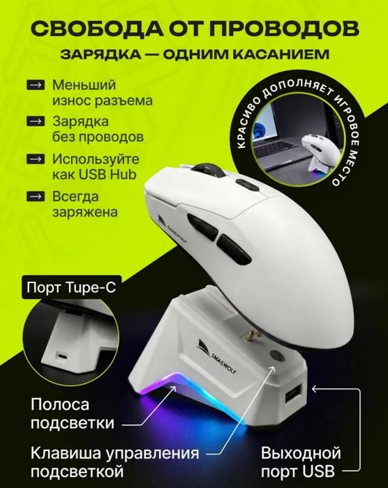 Игровая мышка SmailWolf M3 Pro+ c док станций