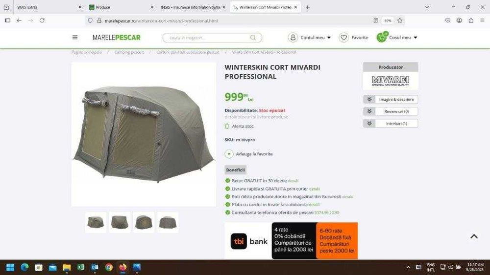 vand cort Mivardi Professional pt. 2 persoane cu winterskin