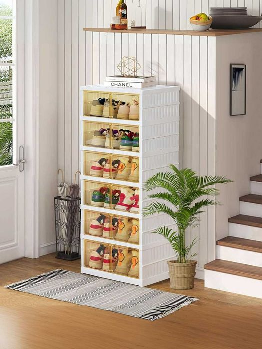 Качественный пластиковый складной шкаф 6 этажей для хранения вещей p27