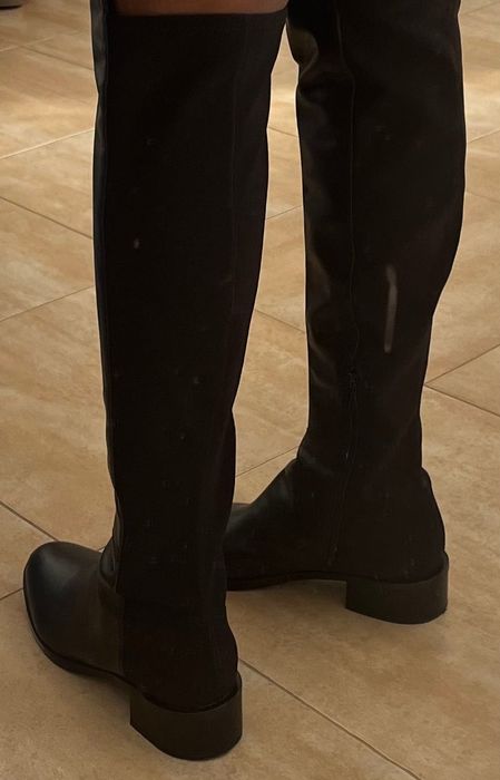 Дамски кожени ботуши над коляното Calvin Klein от смесена медия