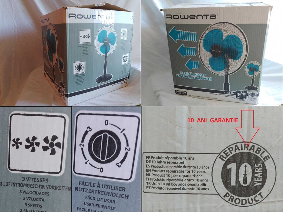 Ventilator Classic Rowenta VU1950F0 3 trepte viteza grila de protectie
