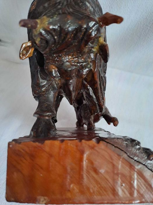 taur lemn bizon lemn statueta lemn