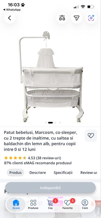 Pătuț bebeluși Marcosm