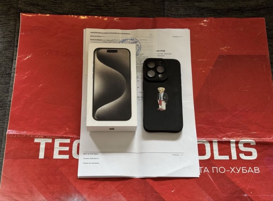 ***КАТО НОВ 128GB iPhone 15 Pro Технополис Гаранция 2025г. Natural
